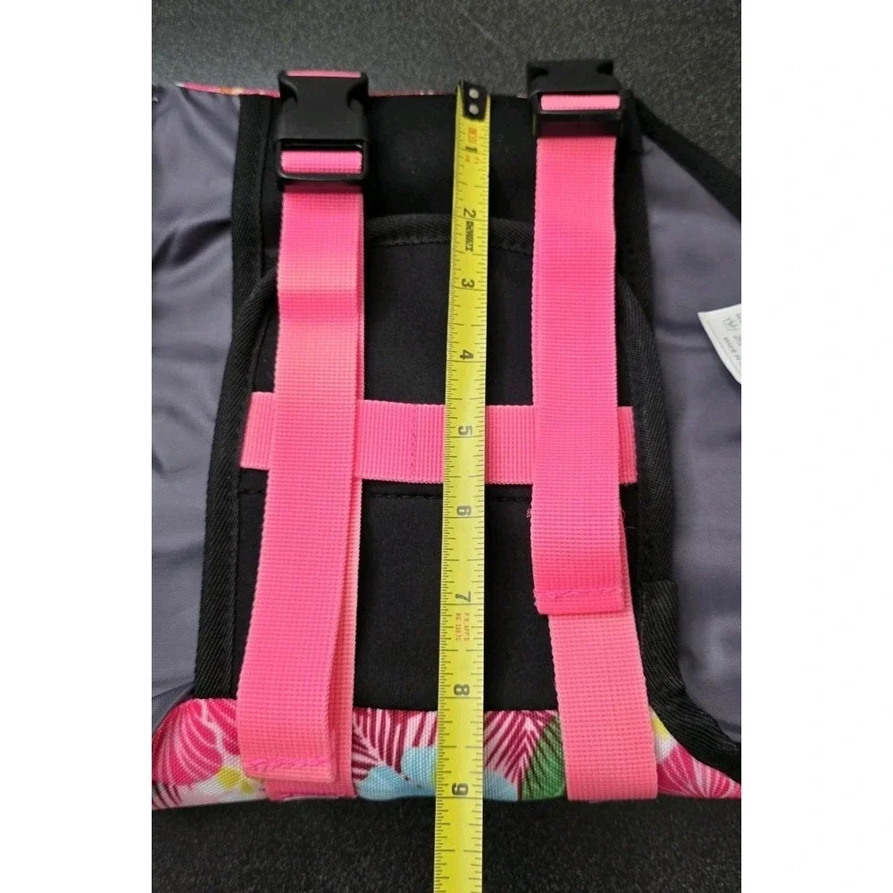 New Shark Dog Life Jacket Buoyancy Rescue Handle Adjustable PINK HAWAIIAN Swim